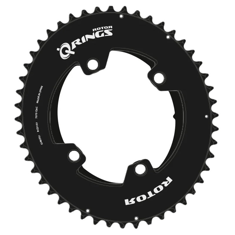 Rotor Aero Oval Q-Ring BCD107x4 Black - SRAM AXS