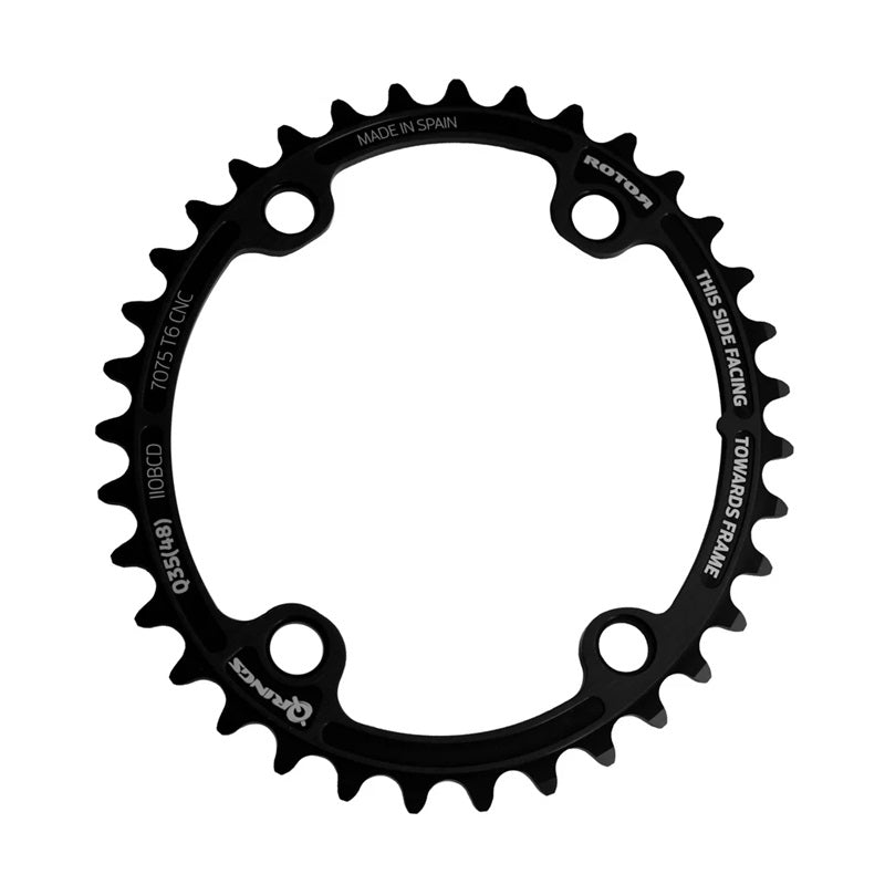 Rotor Aero Oval Q-Ring BCD110x4 Black - SRAM AXS