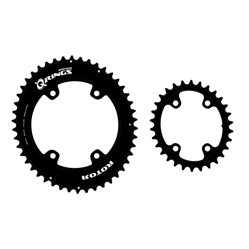 Rotor Aero Oval Q-Ring BCD110/80x4 Black - Shimano GRX