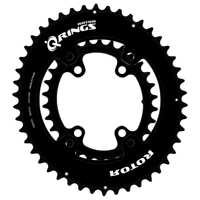 Rotor Aero Oval Q-Ring BCD110/80x4 Black - Shimano GRX