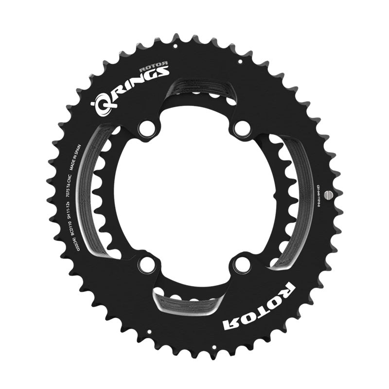 Rotor Oval Q-Ring BCD110x4 Outer Black - 11/12S Compatible