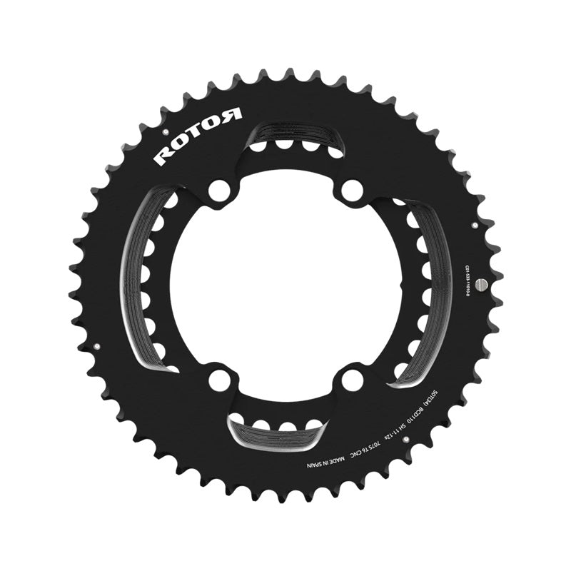 Rotor Round Ring BCD110x4 Outer Black - 11/12S Compatible